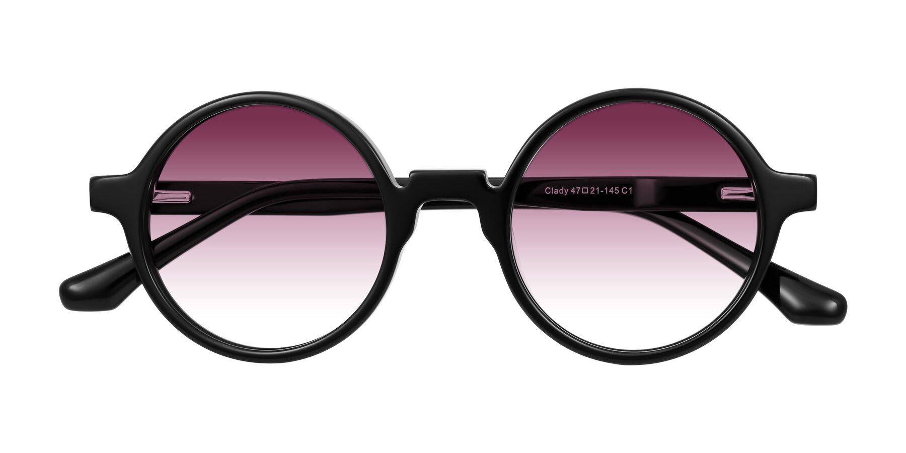 Folded Front of Clady in Black with Wine Gradient Lenses
