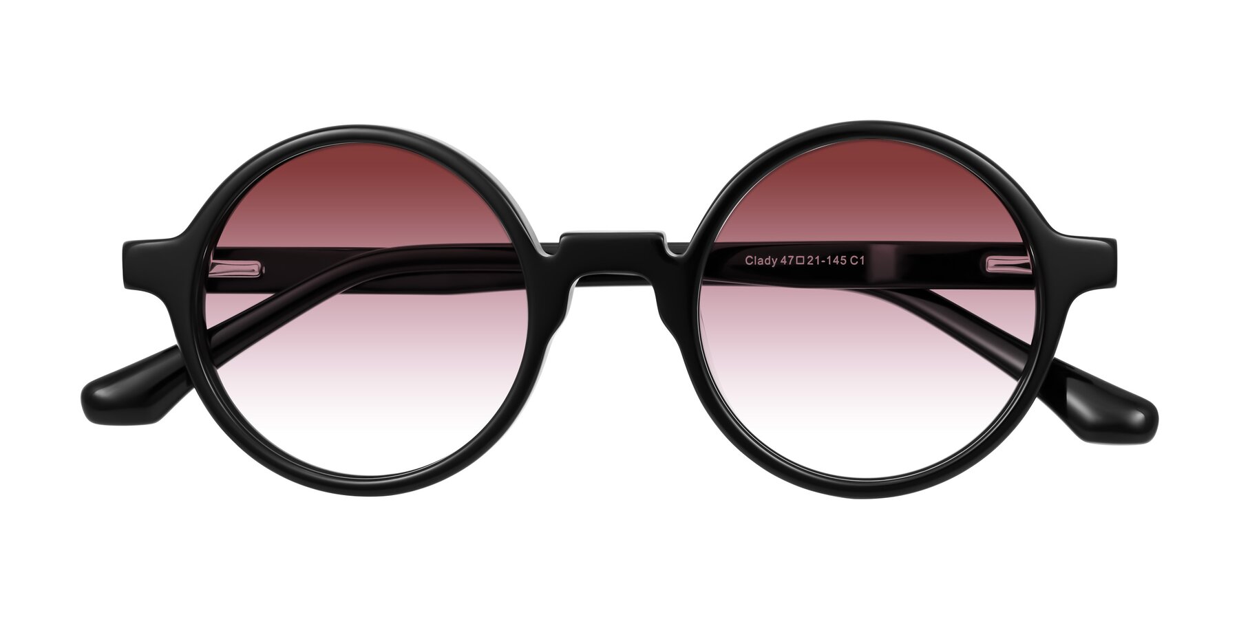 Folded Front of Clady in Black with Garnet Gradient Lenses