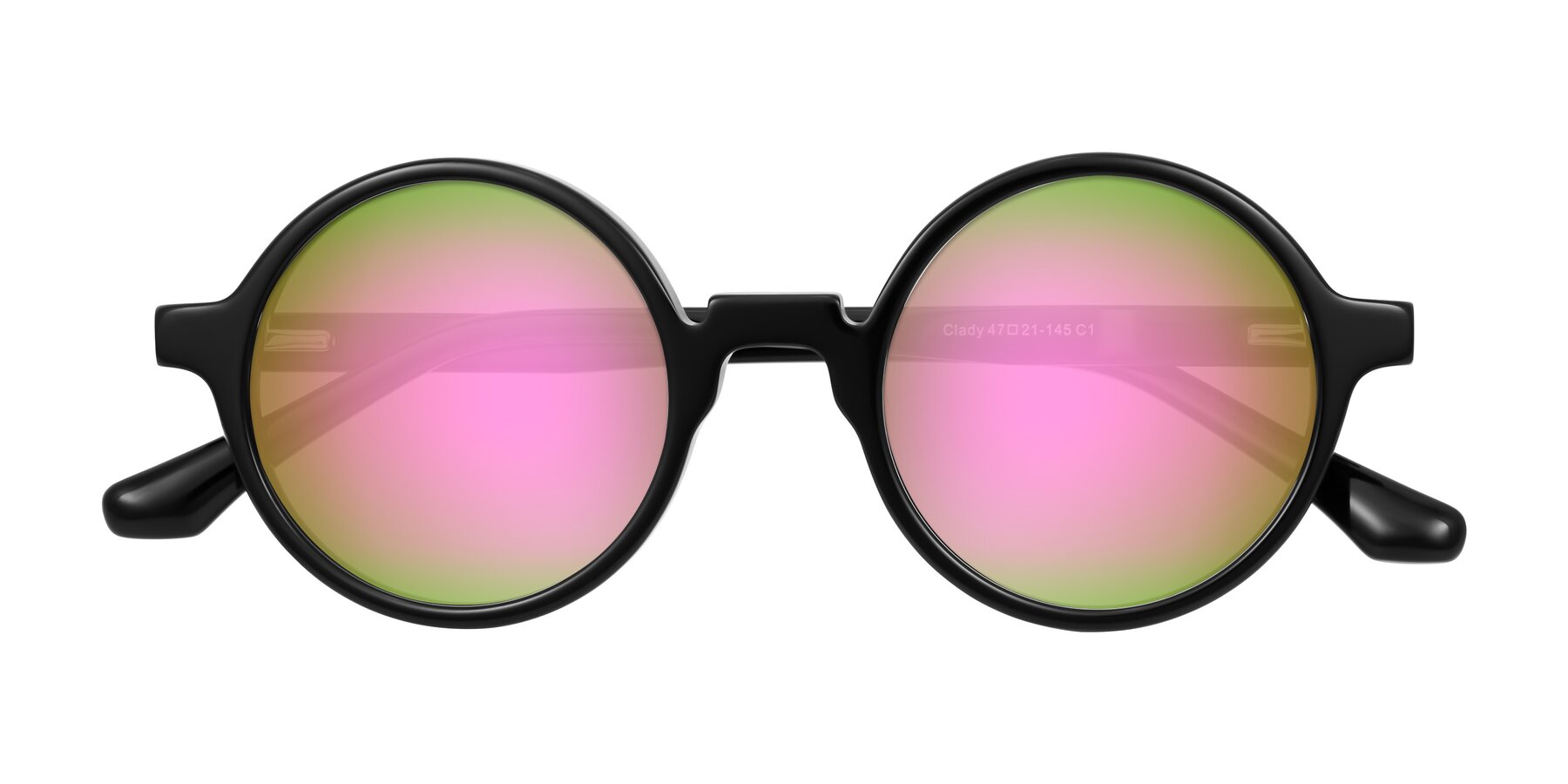 Folded Front of Clady in Black with Pink Mirrored Lenses