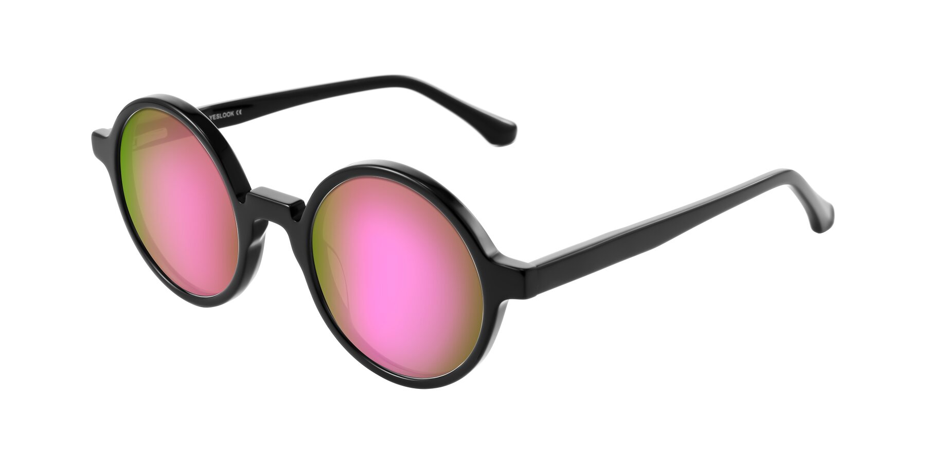 Angle of Clady in Black with Pink Mirrored Lenses