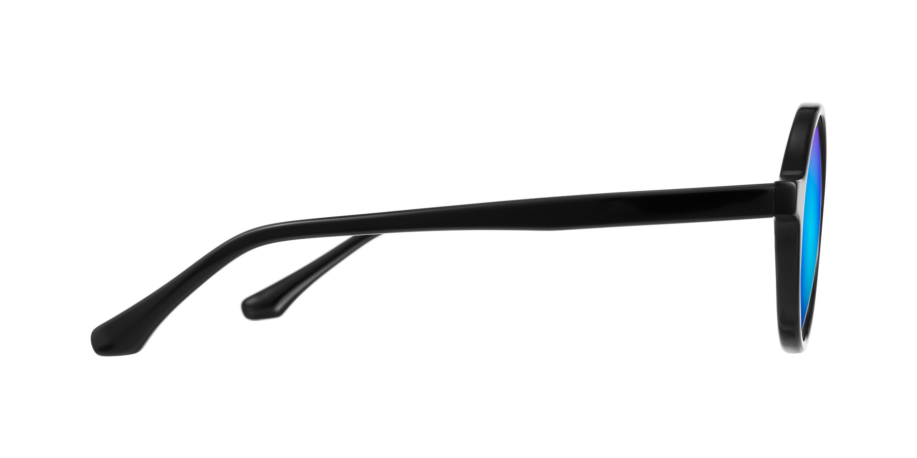Side of Clady in Black with Blue Mirrored Lenses