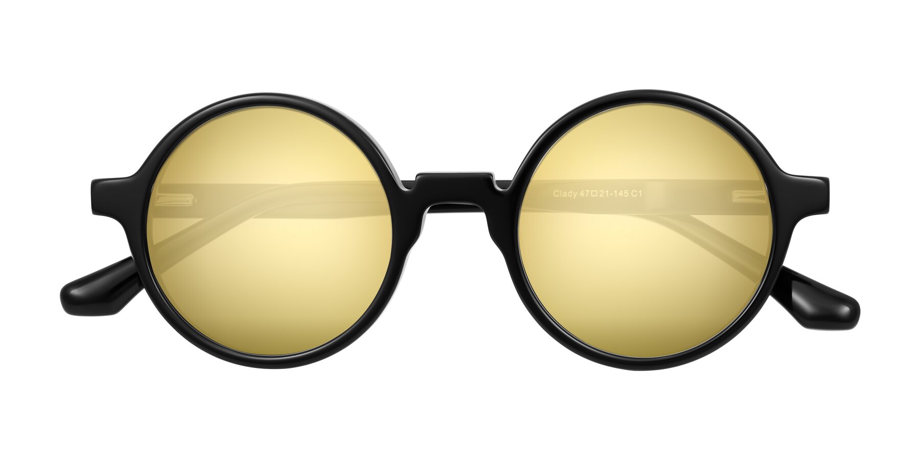 Folded Front of Clady in Black with Gold Mirrored Lenses