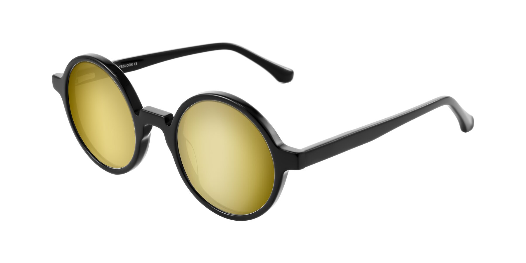 Angle of Clady in Black with Gold Mirrored Lenses
