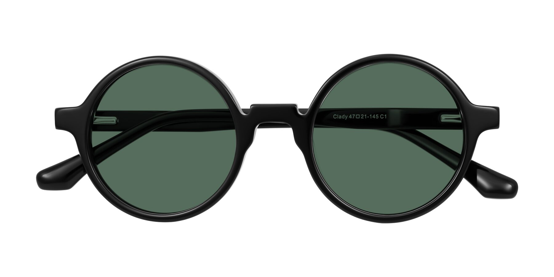 Folded Front of Clady in Black with Green Polarized Lenses