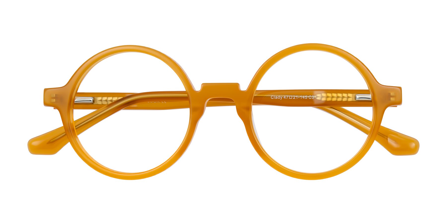 Folded Front of Clady in Caramel with Clear Eyeglass Lenses