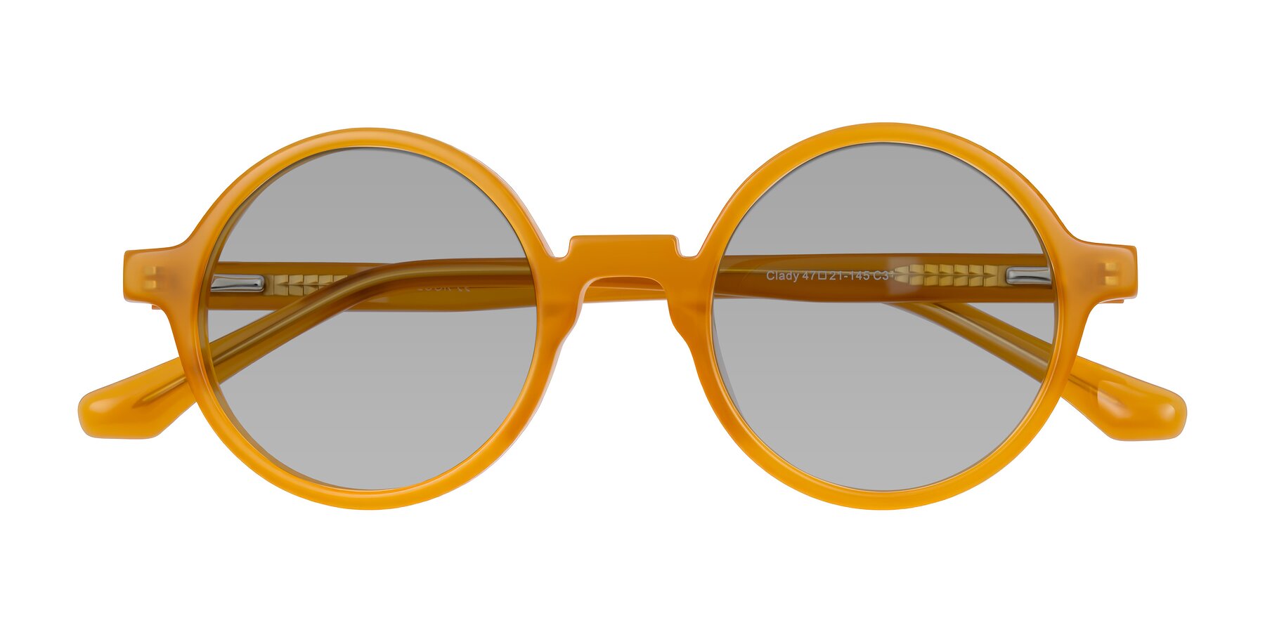 Folded Front of Clady in Caramel with Light Gray Tinted Lenses