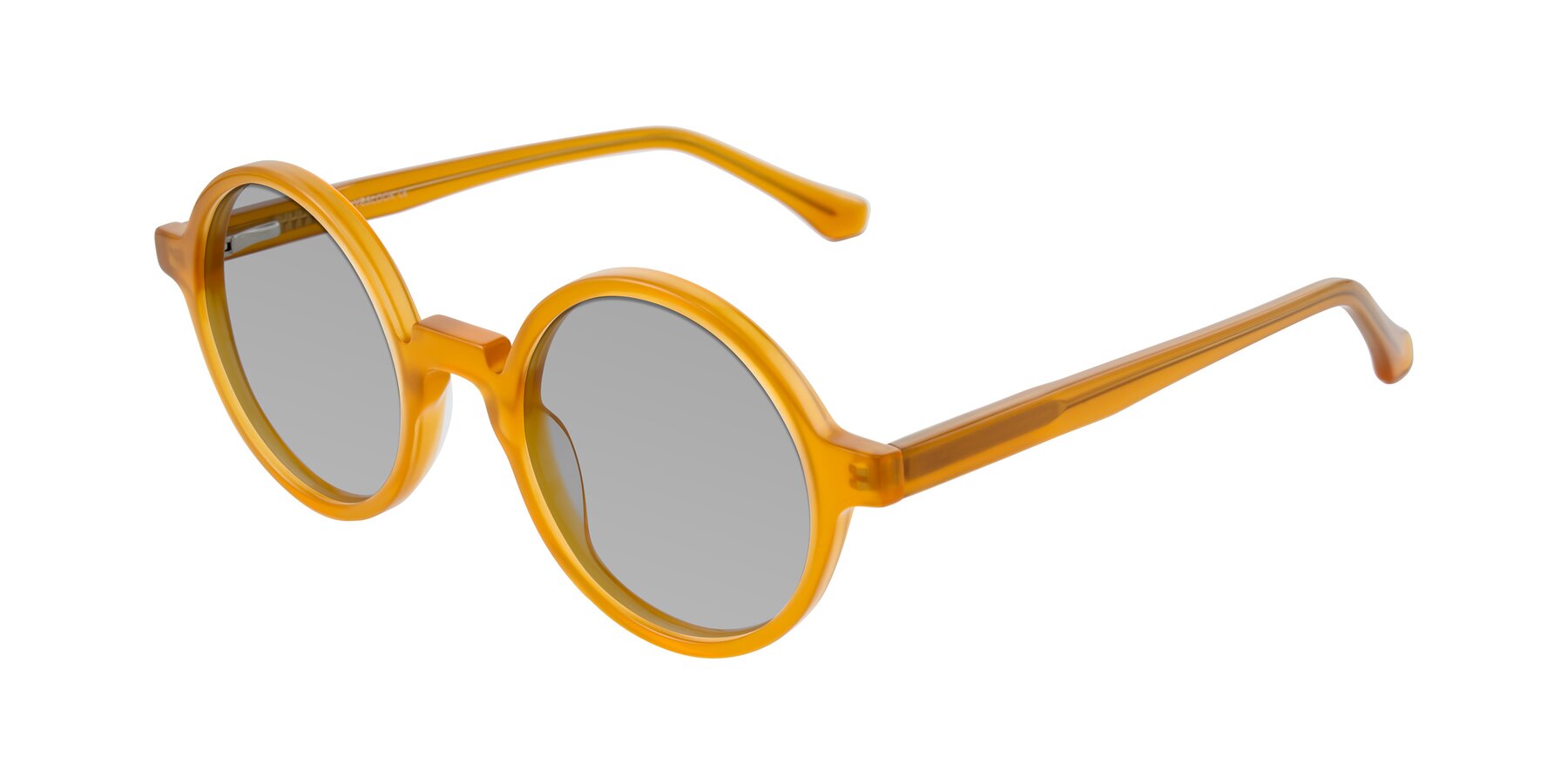 Angle of Clady in Caramel with Light Gray Tinted Lenses