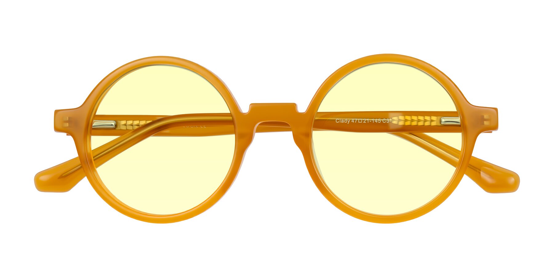 Folded Front of Clady in Caramel with Light Yellow Tinted Lenses