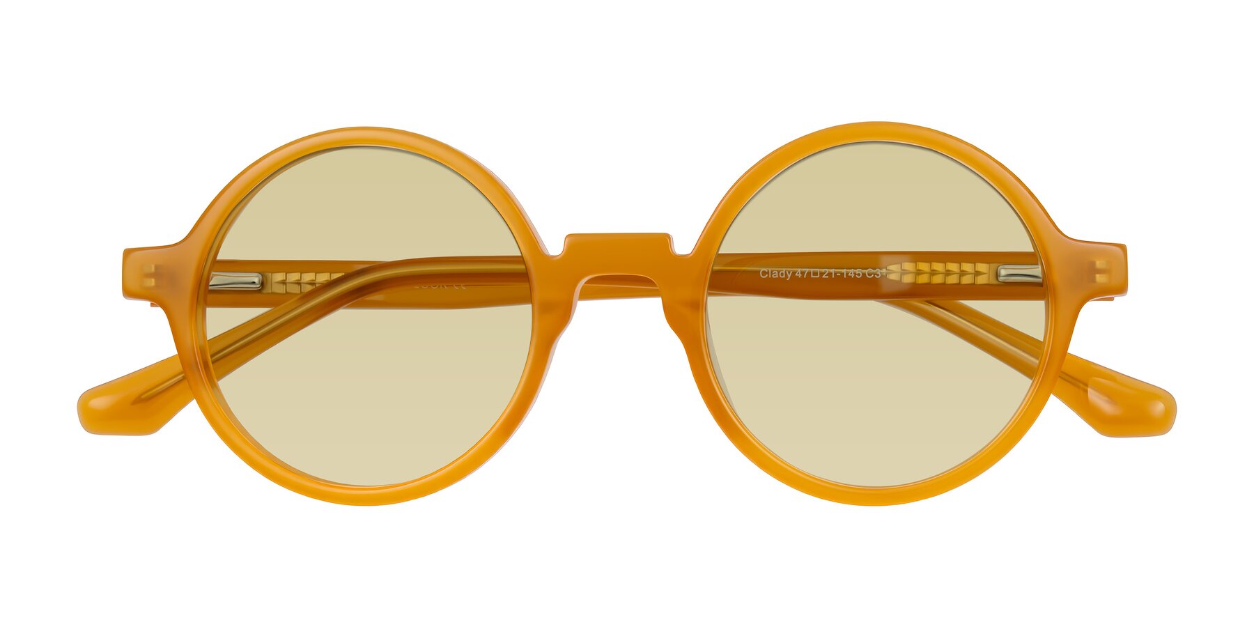 Folded Front of Clady in Caramel with Light Champagne Tinted Lenses