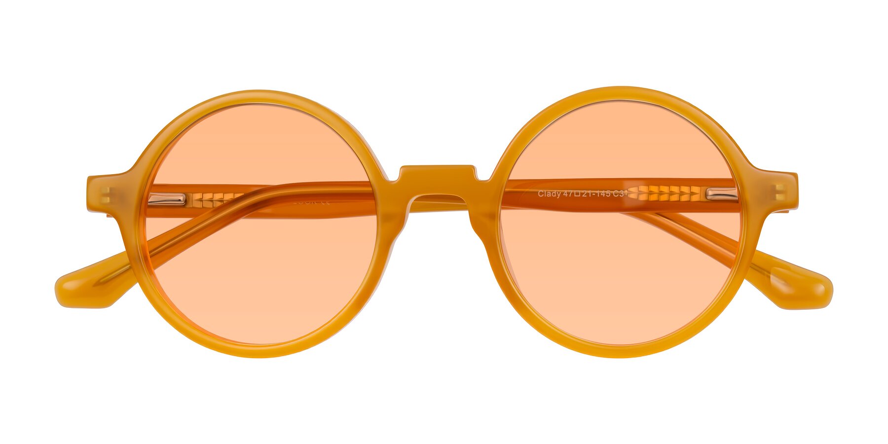 Folded Front of Clady in Caramel with Light Orange Tinted Lenses