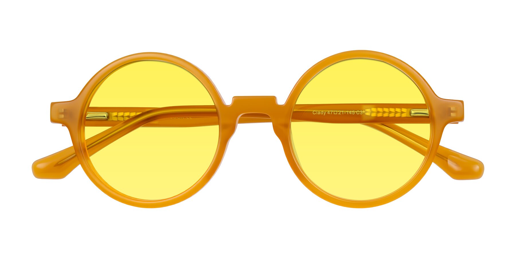 Folded Front of Clady in Caramel with Medium Yellow Tinted Lenses