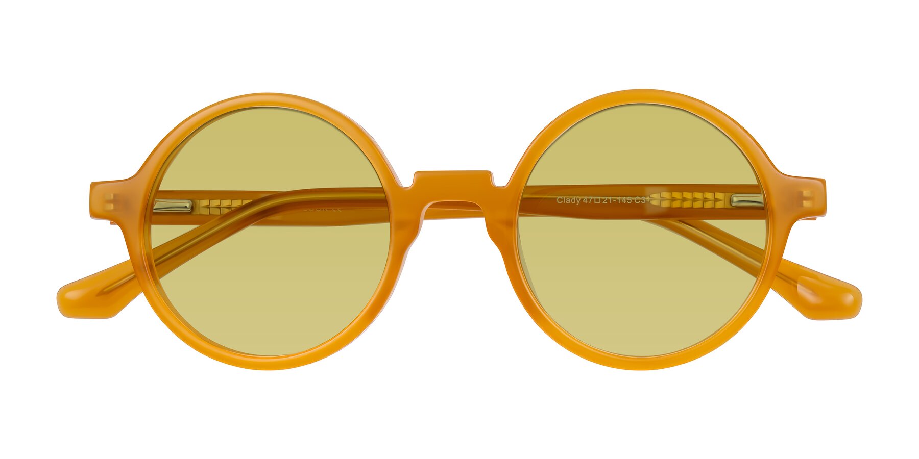 Folded Front of Clady in Caramel with Medium Champagne Tinted Lenses