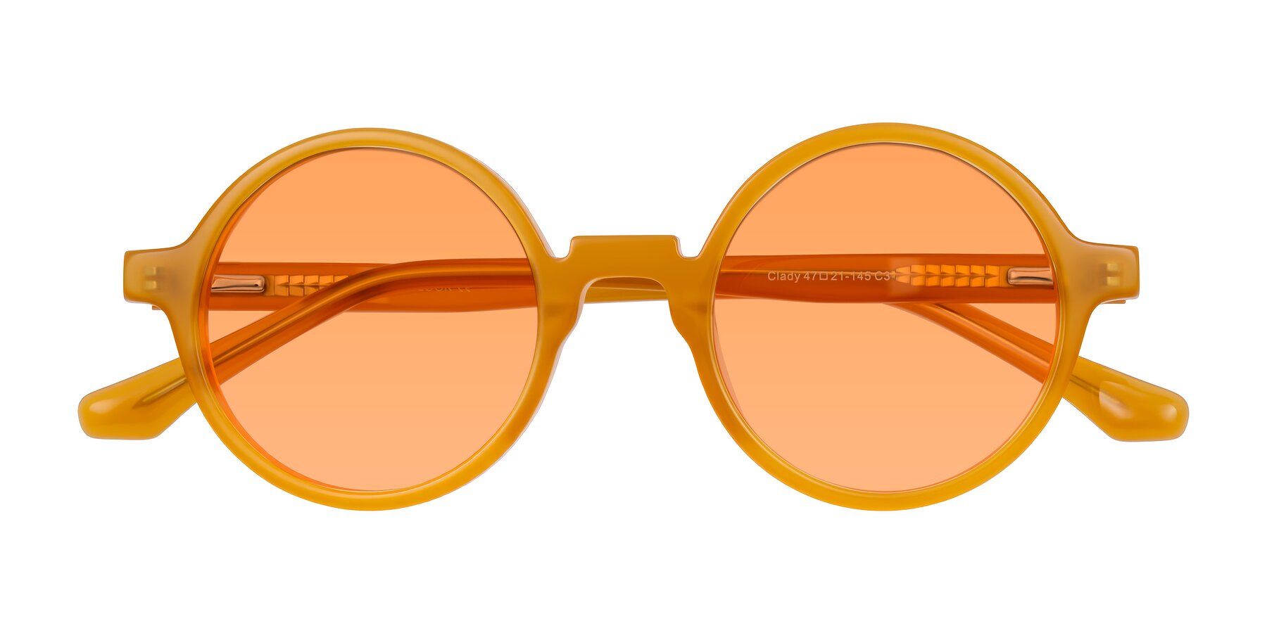 Folded Front of Clady in Caramel with Medium Orange Tinted Lenses
