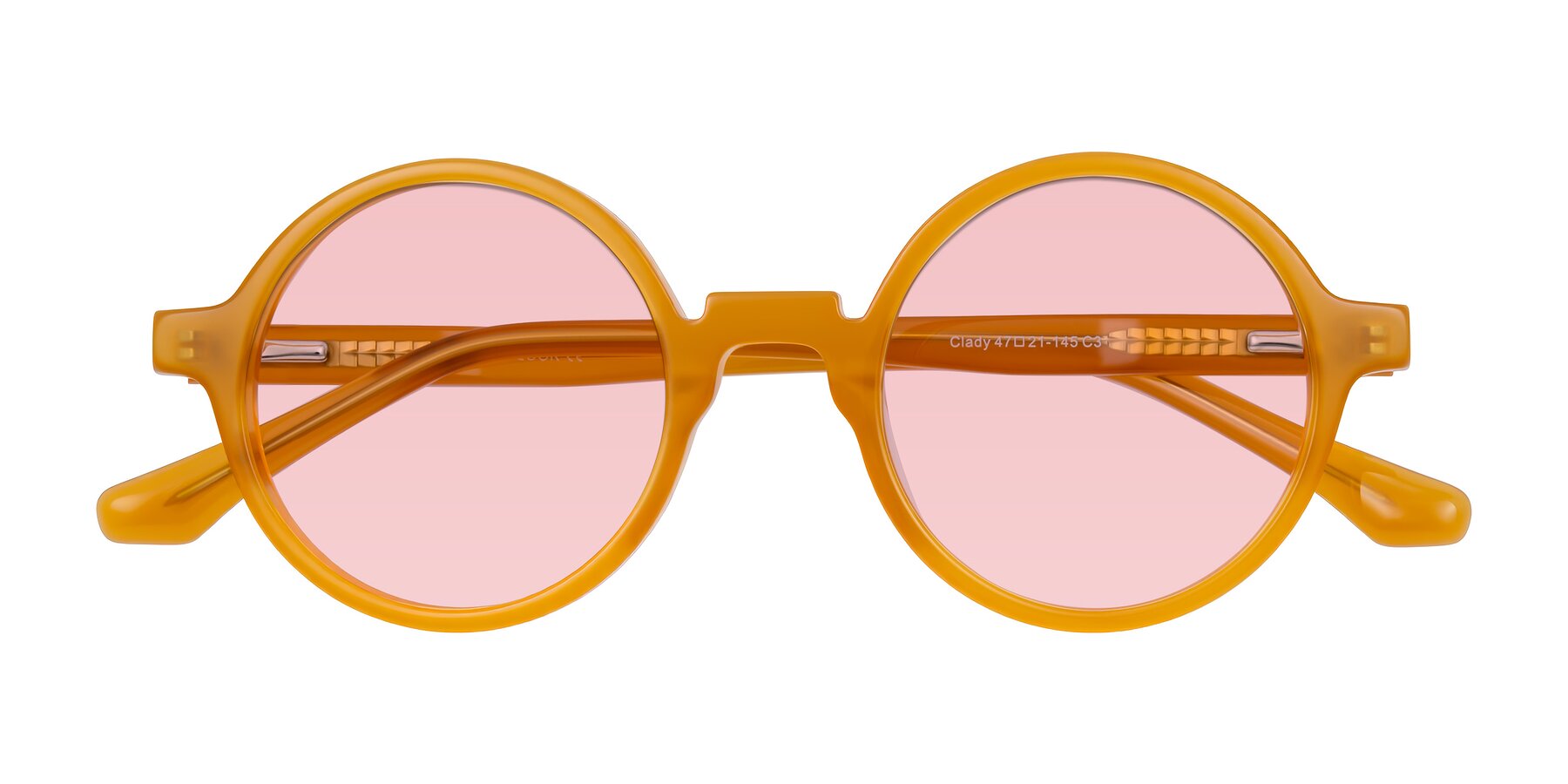 Folded Front of Clady in Caramel with Light Garnet Tinted Lenses