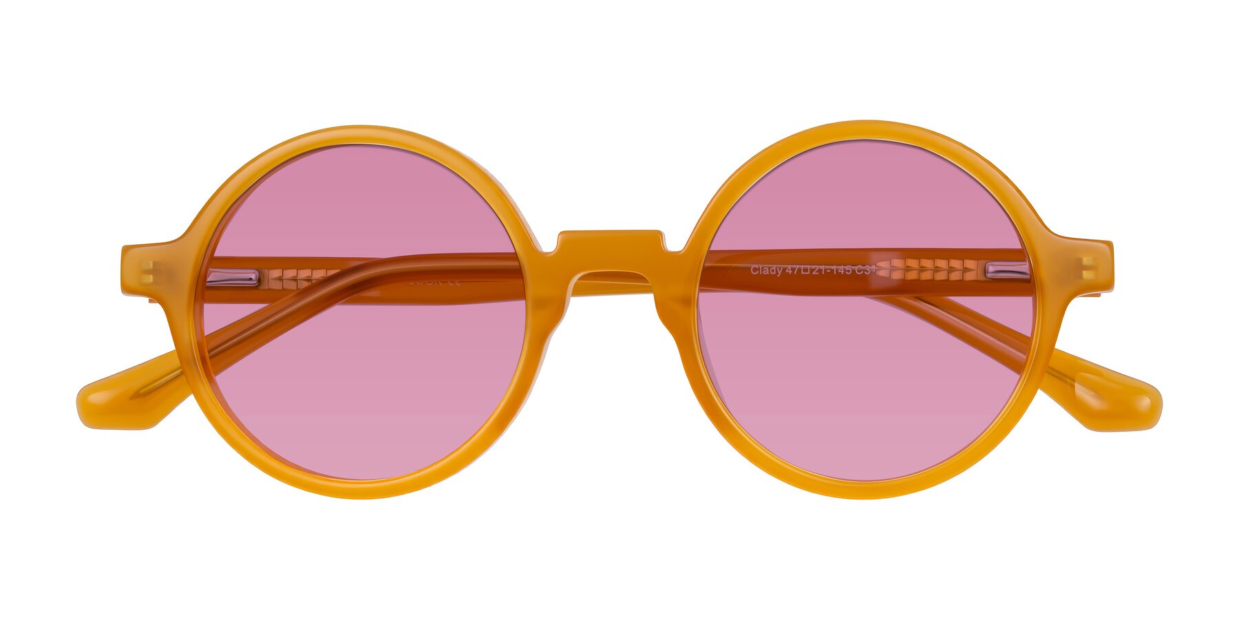 Folded Front of Clady in Caramel with Medium Wine Tinted Lenses