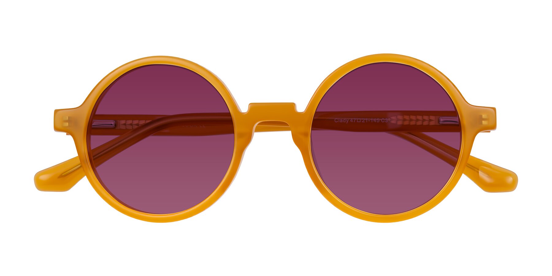 Folded Front of Clady in Caramel with Wine Tinted Lenses