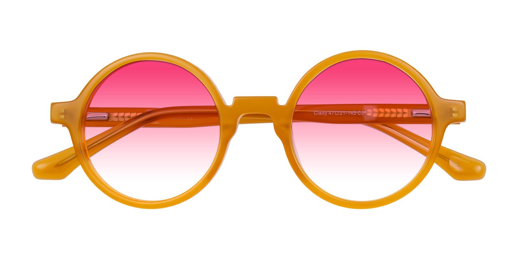Folded Front of Clady in Caramel with Pink Gradient Lenses