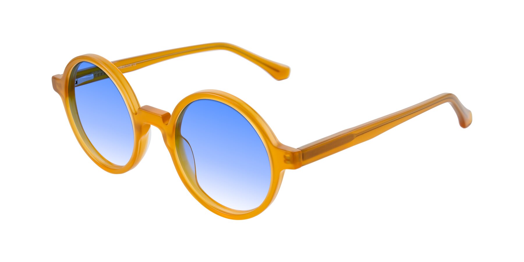 Angle of Clady in Caramel with Blue Gradient Lenses