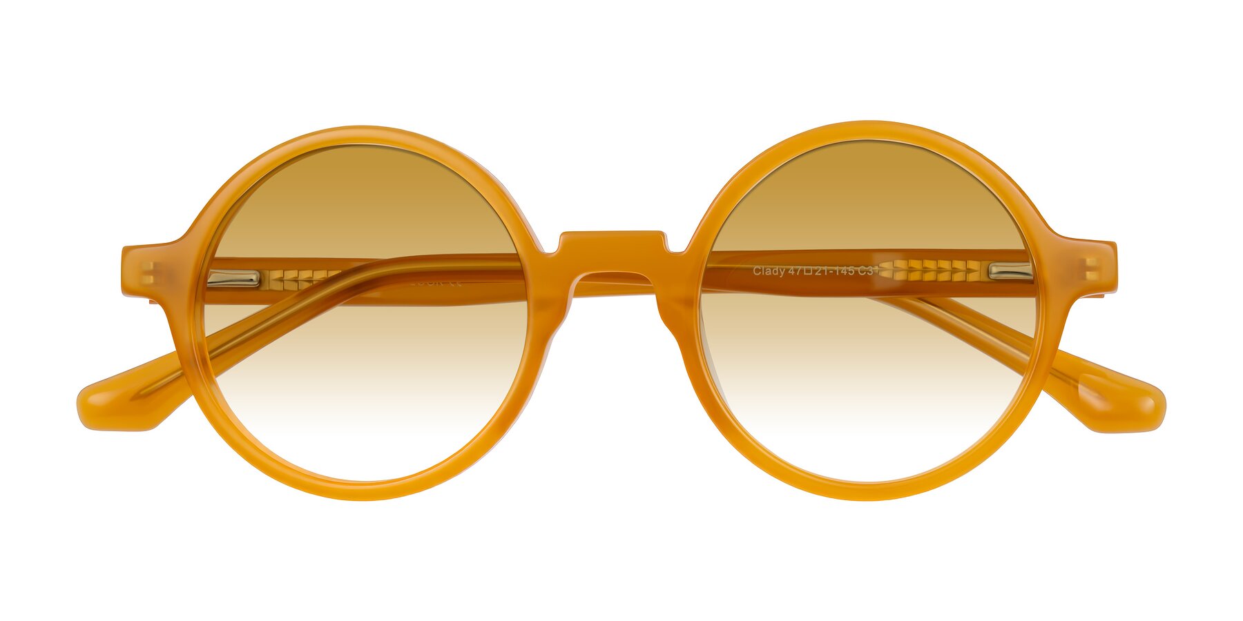 Folded Front of Clady in Caramel with Champagne Gradient Lenses