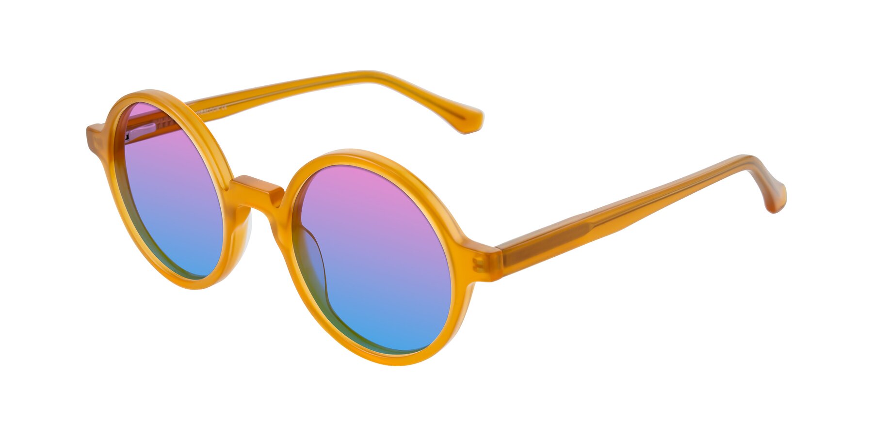 Angle of Clady in Caramel with Pink / Blue Gradient Lenses
