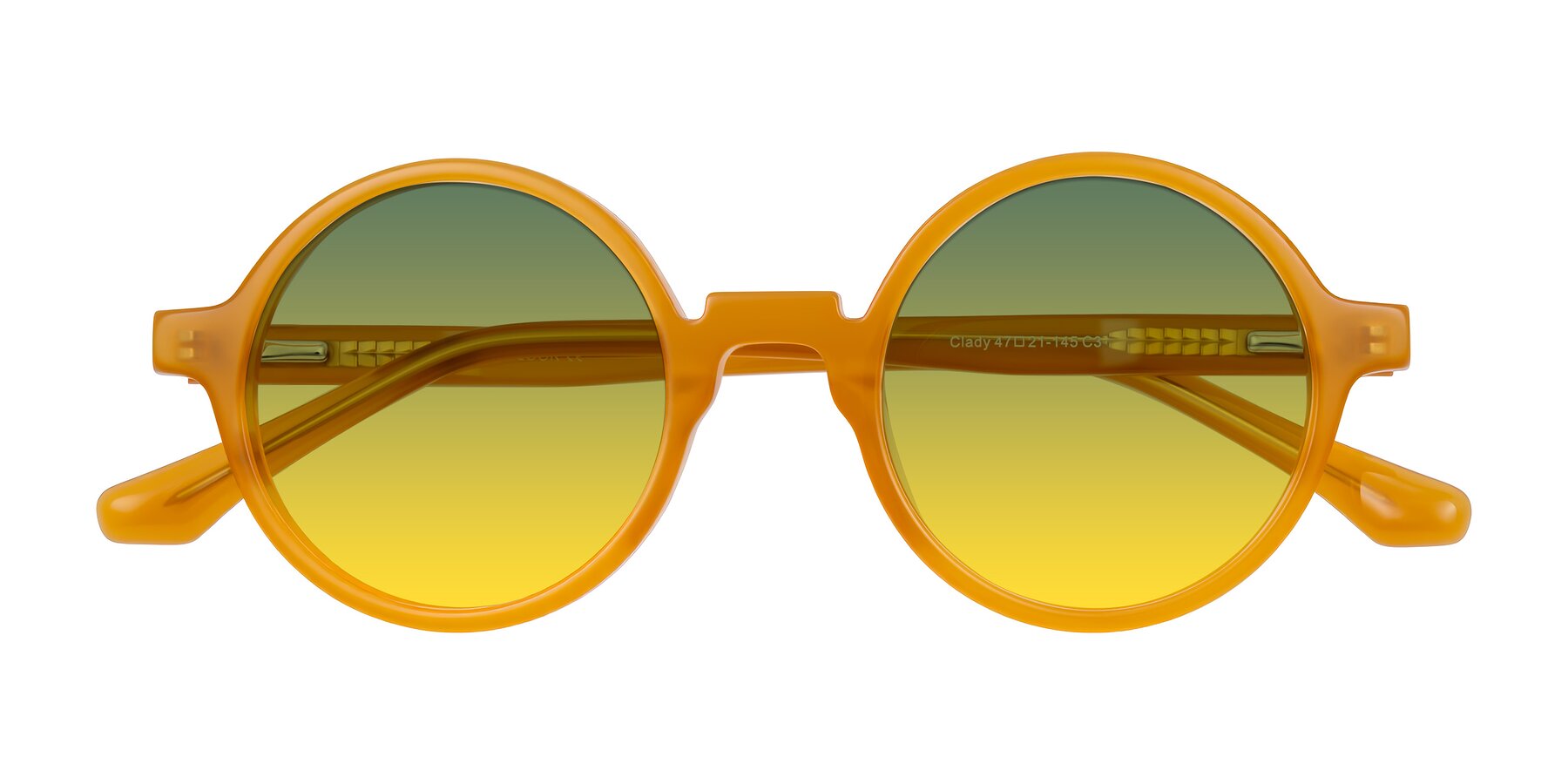 Folded Front of Clady in Caramel with Green / Yellow Gradient Lenses