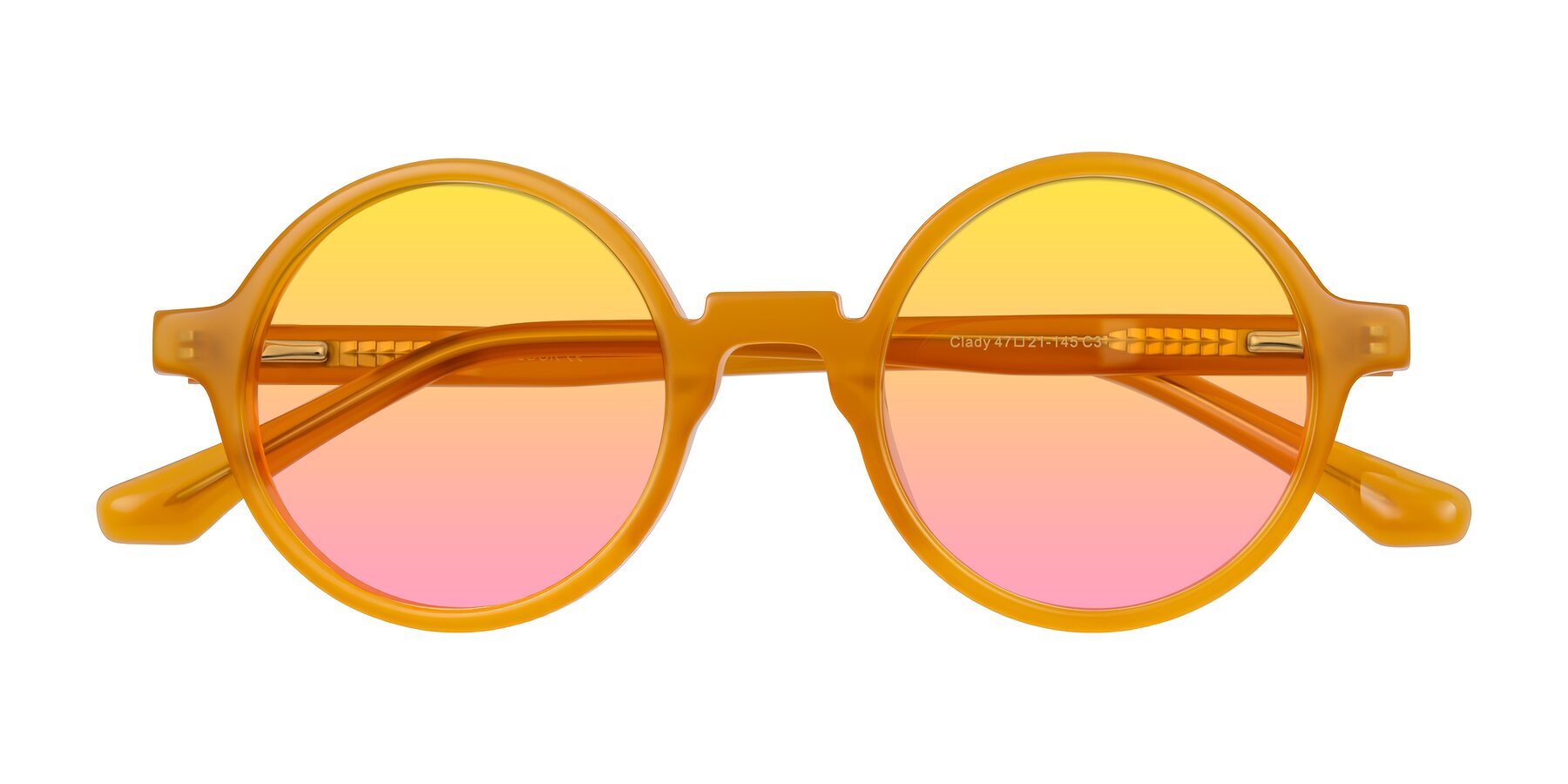 Folded Front of Clady in Caramel with Yellow / Pink Gradient Lenses