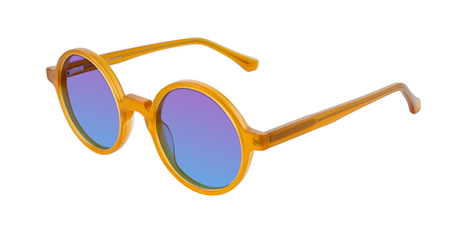 Angle of Clady in Caramel with Purple / Blue Gradient Lenses