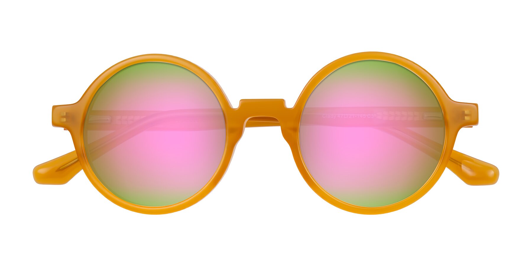 Folded Front of Clady in Caramel with Pink Mirrored Lenses