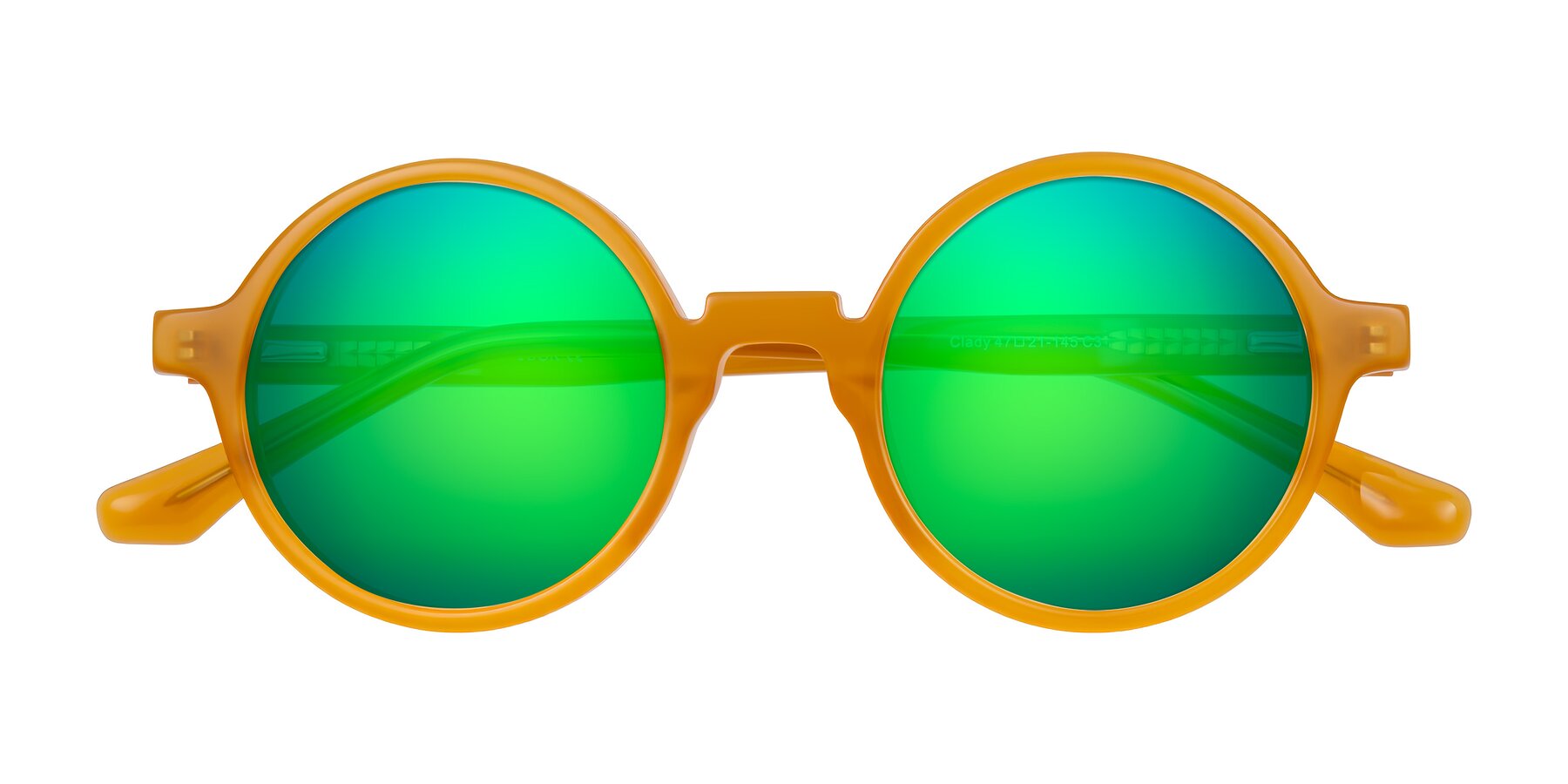 Folded Front of Clady in Caramel with Green Mirrored Lenses