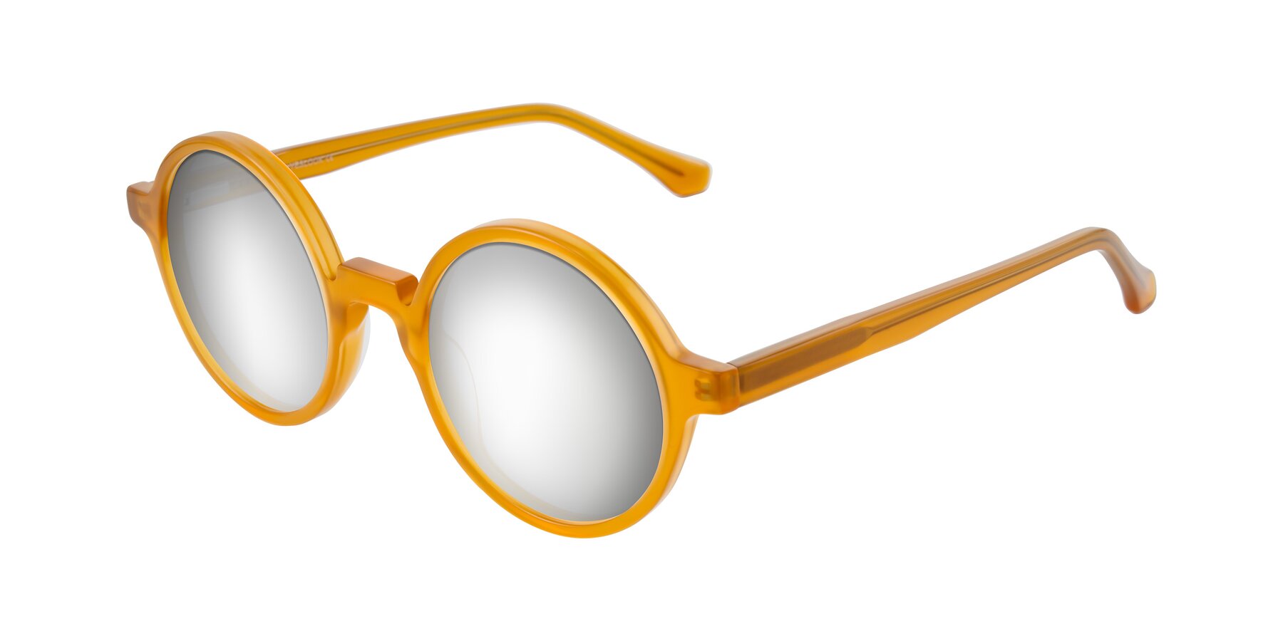 Angle of Clady in Caramel with Silver Mirrored Lenses