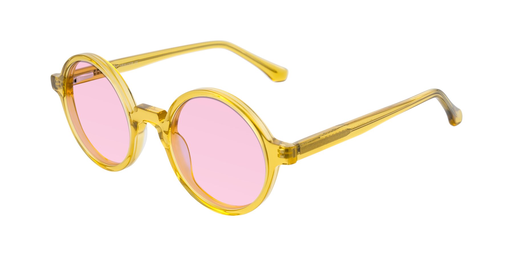 Angle of Clady in Mustard Crystal with Light Pink Tinted Lenses