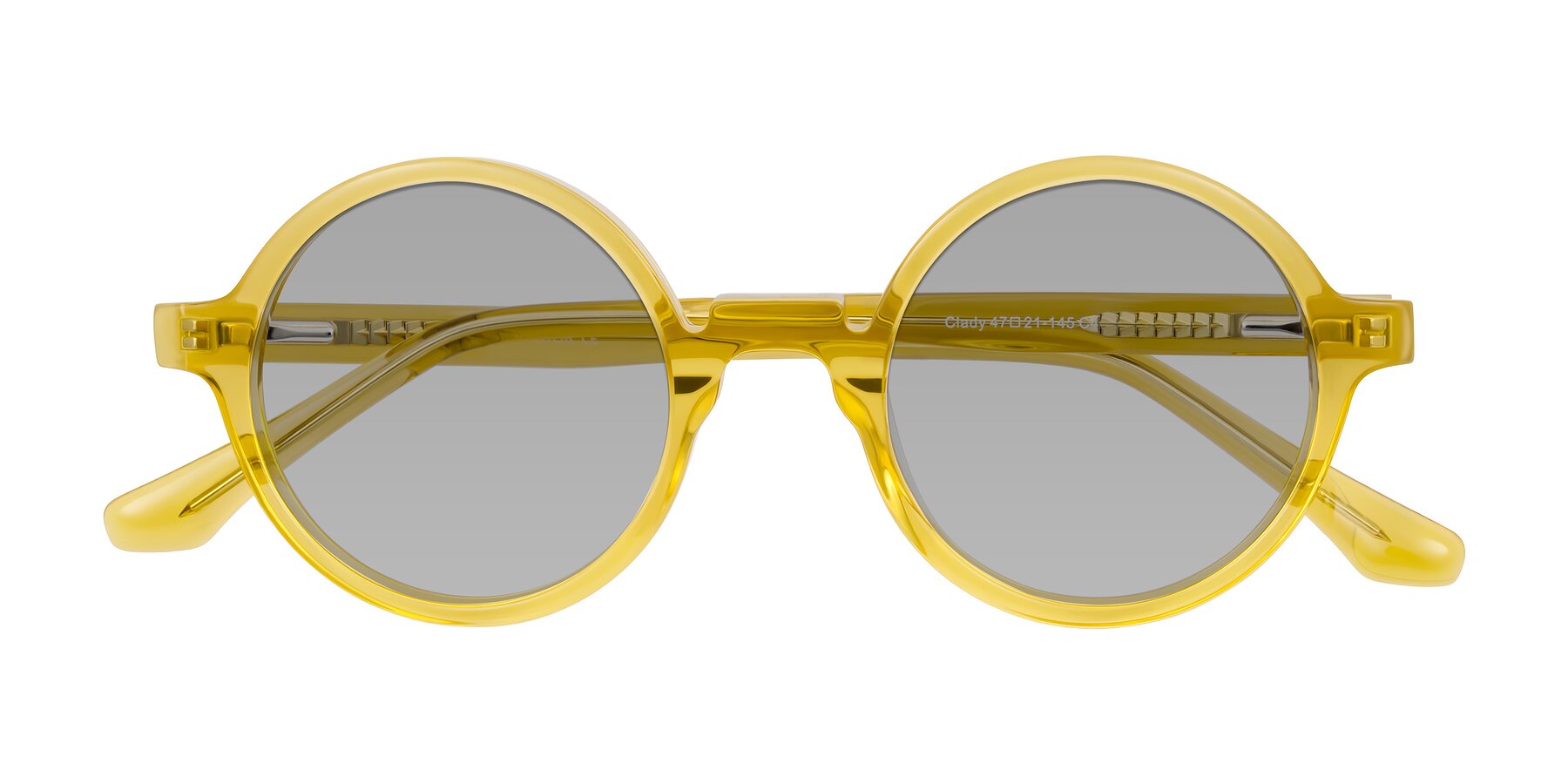 Folded Front of Clady in Mustard Crystal with Light Gray Tinted Lenses