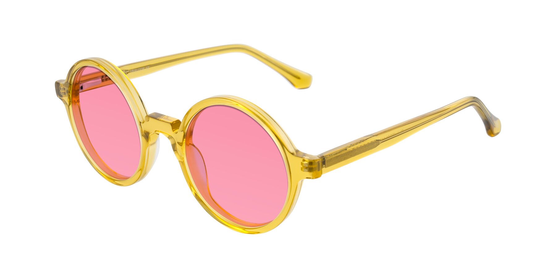 Angle of Clady in Mustard Crystal with Pink Tinted Lenses