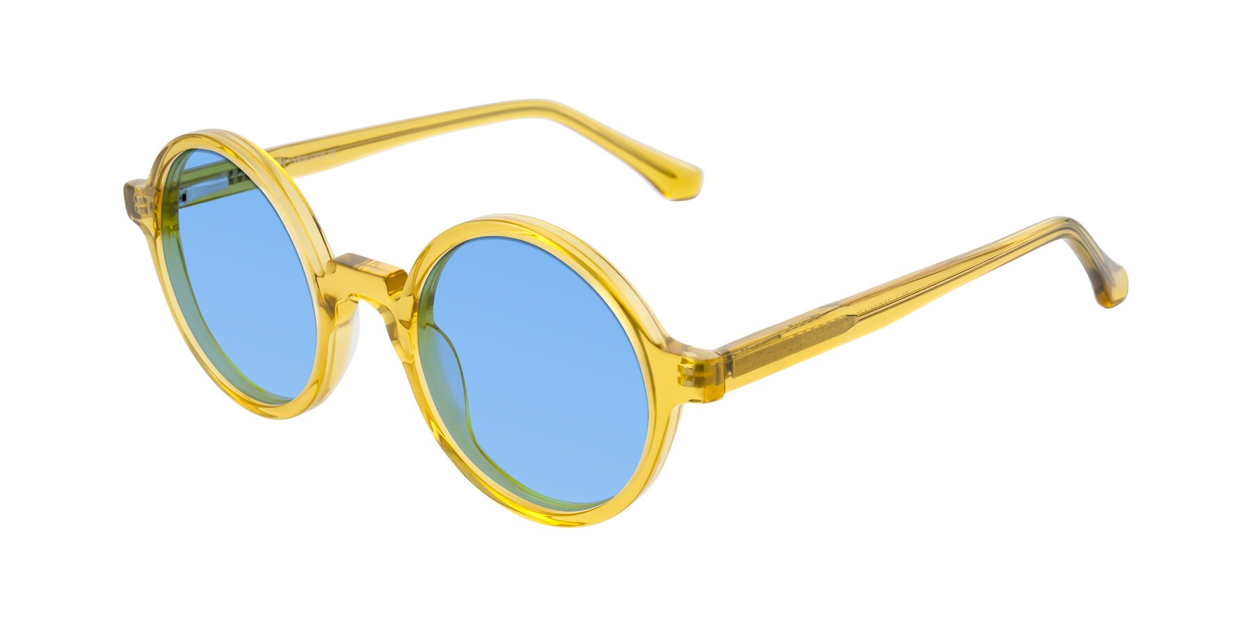 Angle of Clady in Mustard Crystal with Medium Blue Tinted Lenses