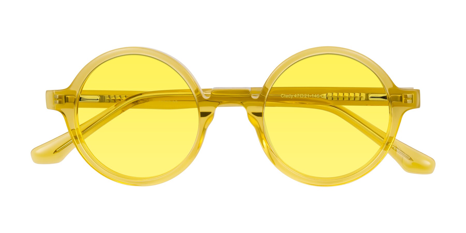 Folded Front of Clady in Mustard Crystal with Medium Yellow Tinted Lenses