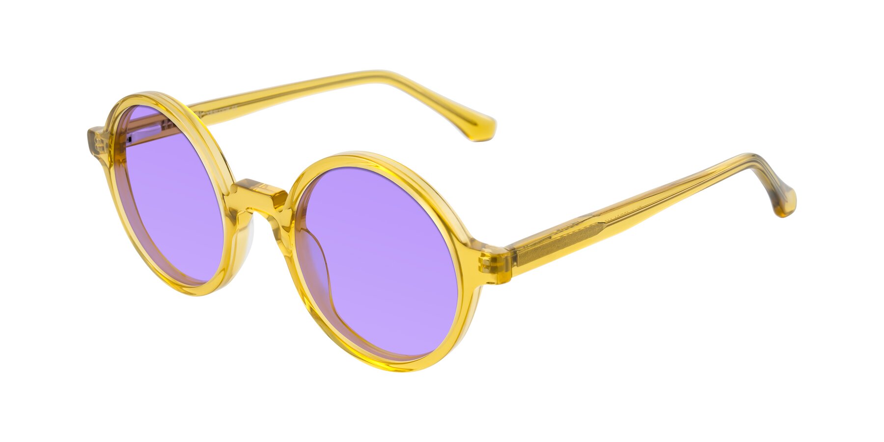 Angle of Clady in Mustard Crystal with Medium Purple Tinted Lenses