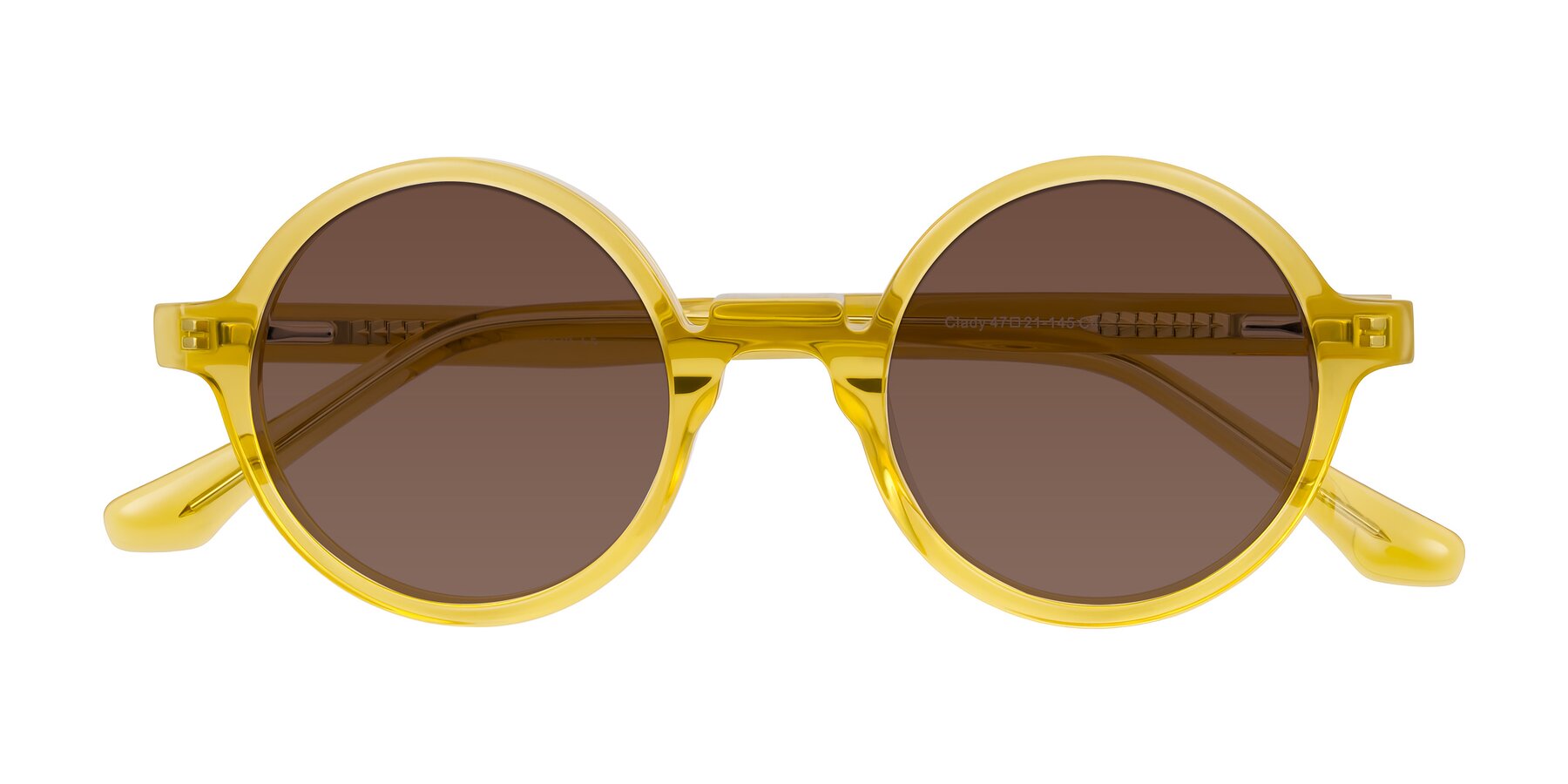 Folded Front of Clady in Mustard Crystal with Brown Tinted Lenses