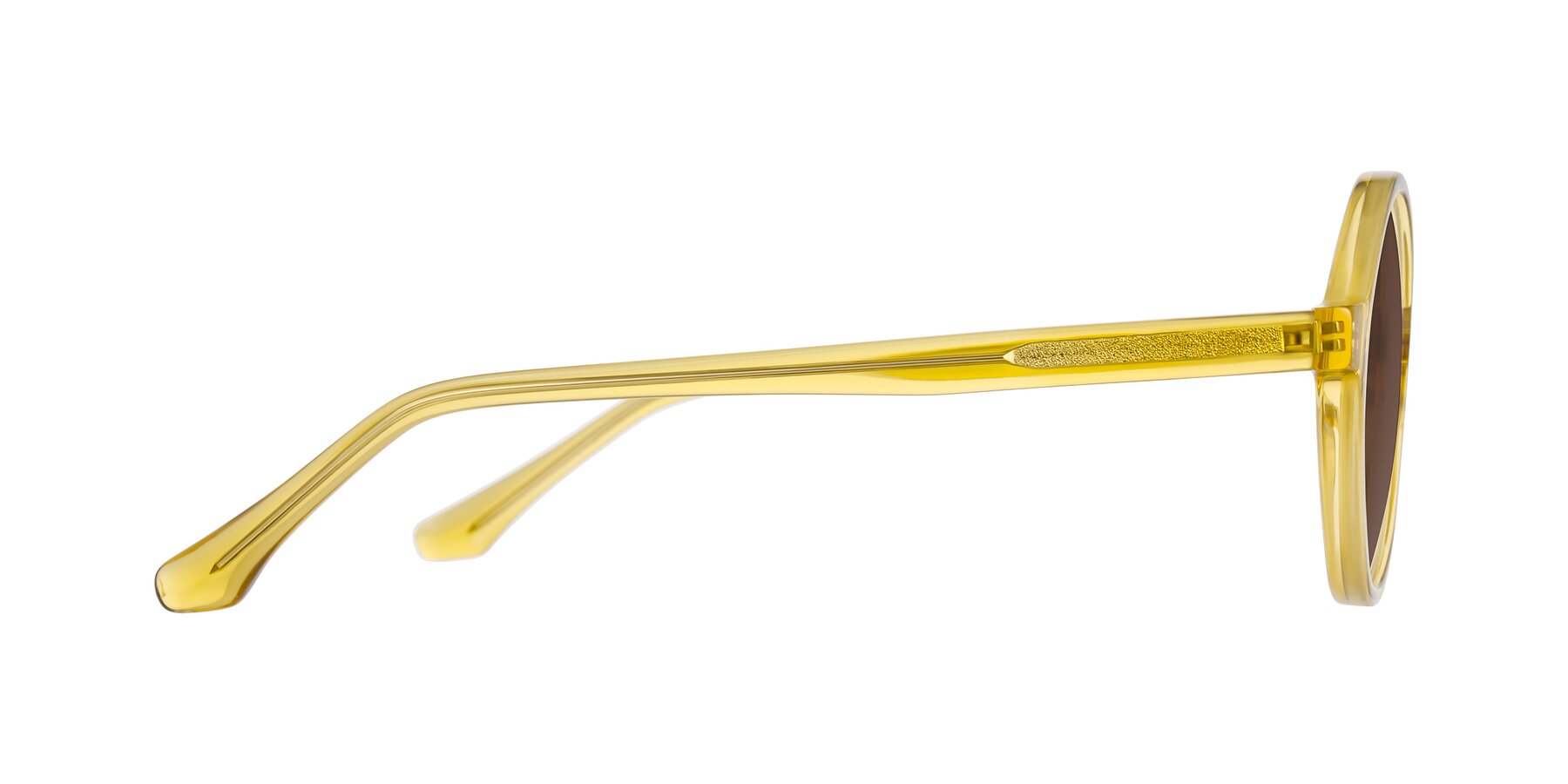 Side of Clady in Mustard Crystal with Brown Tinted Lenses