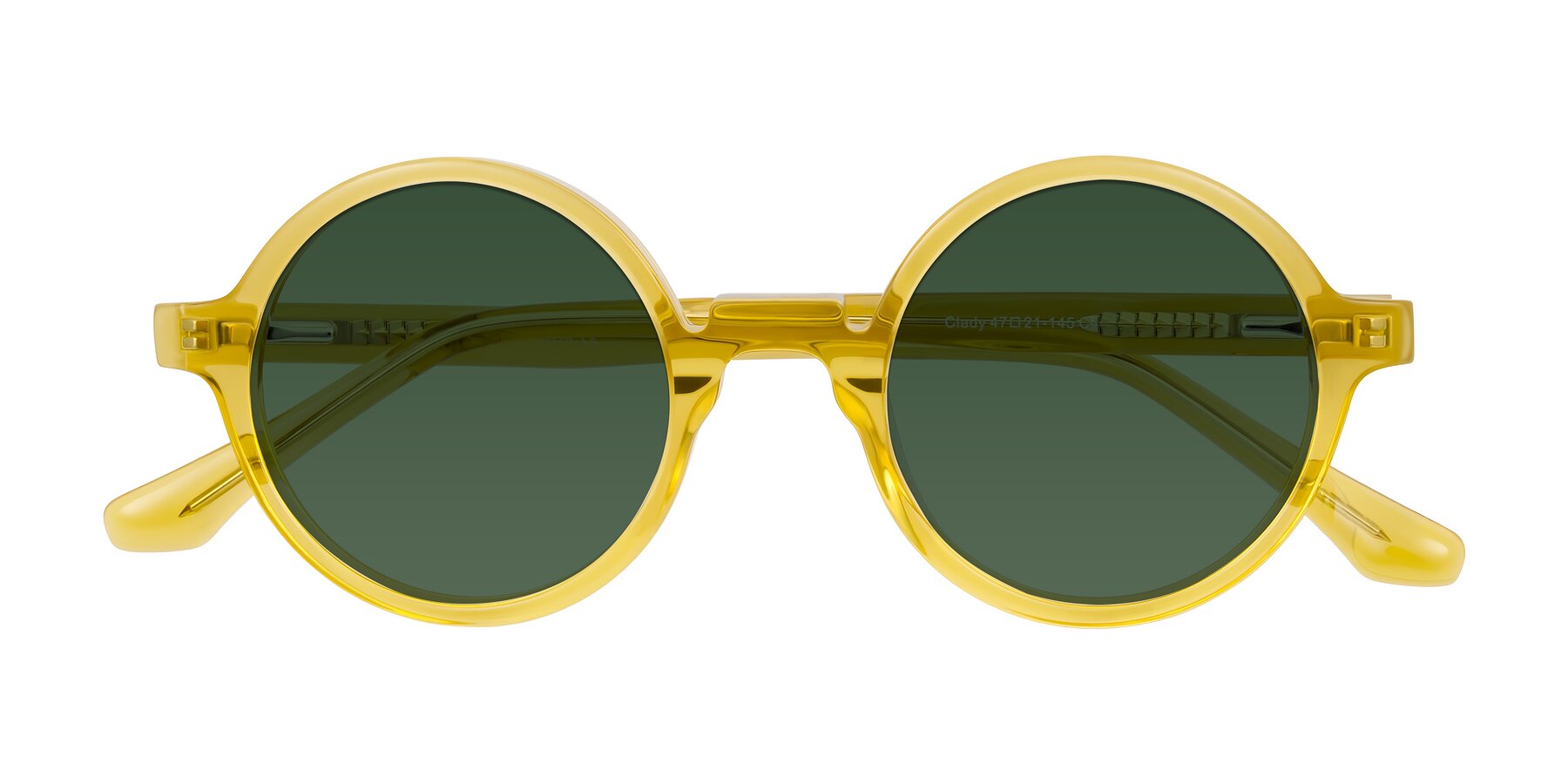 Folded Front of Clady in Mustard Crystal with Green Tinted Lenses