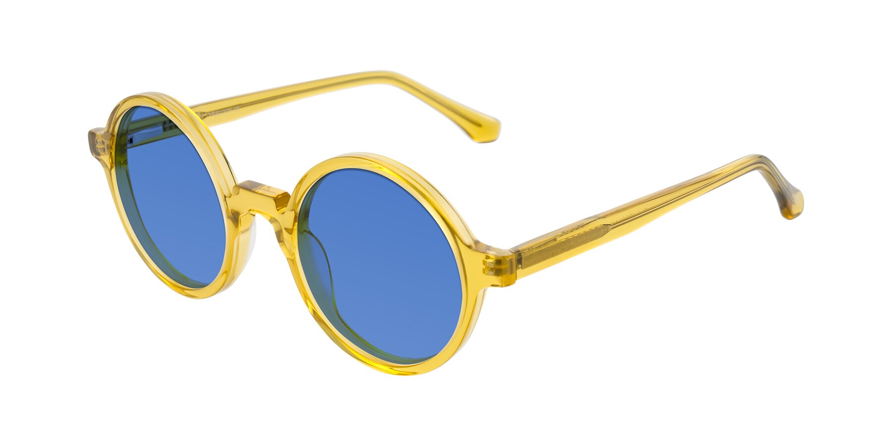 Angle of Clady in Mustard Crystal with Blue Tinted Lenses