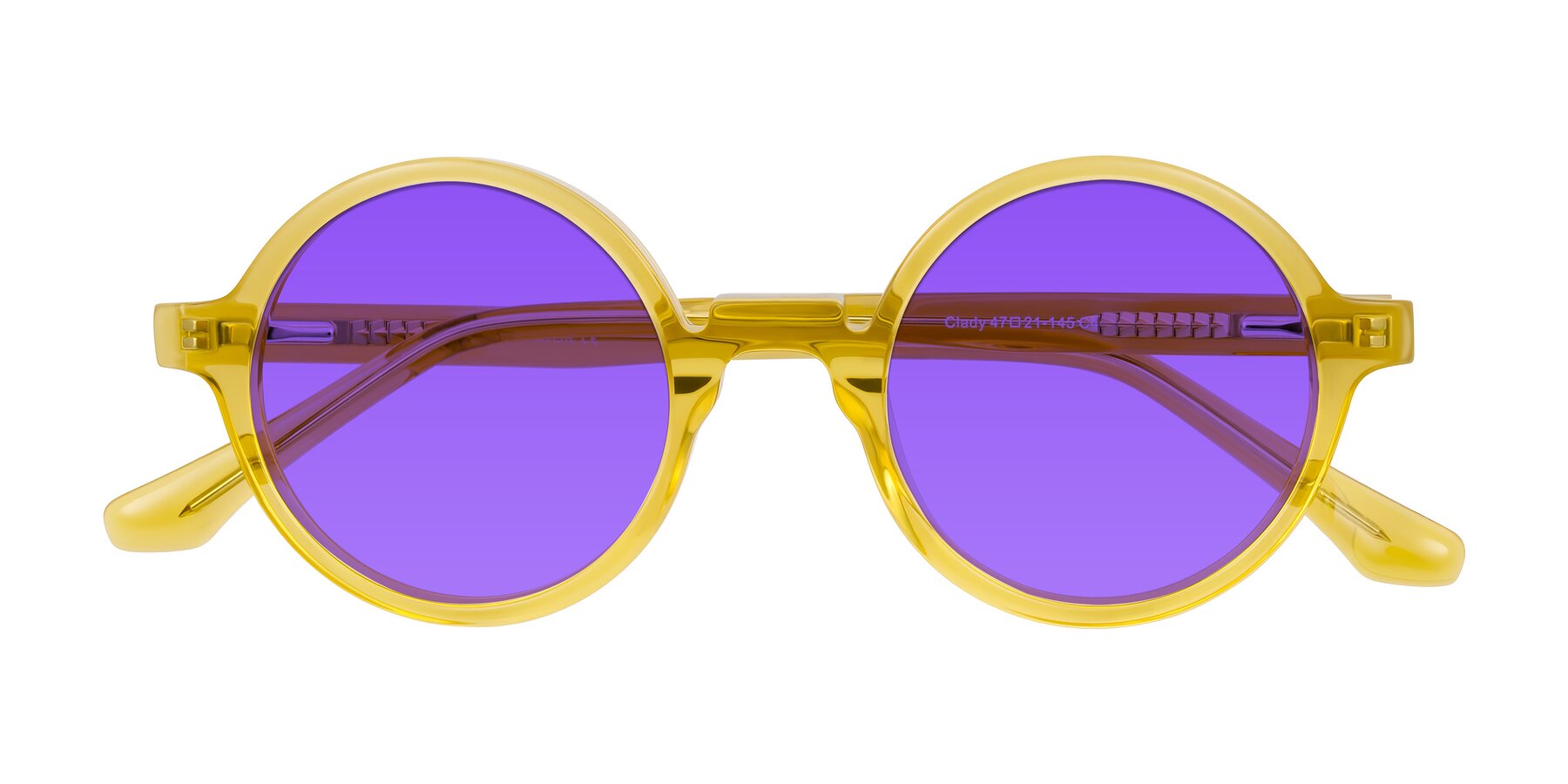 Folded Front of Clady in Mustard Crystal with Purple Tinted Lenses