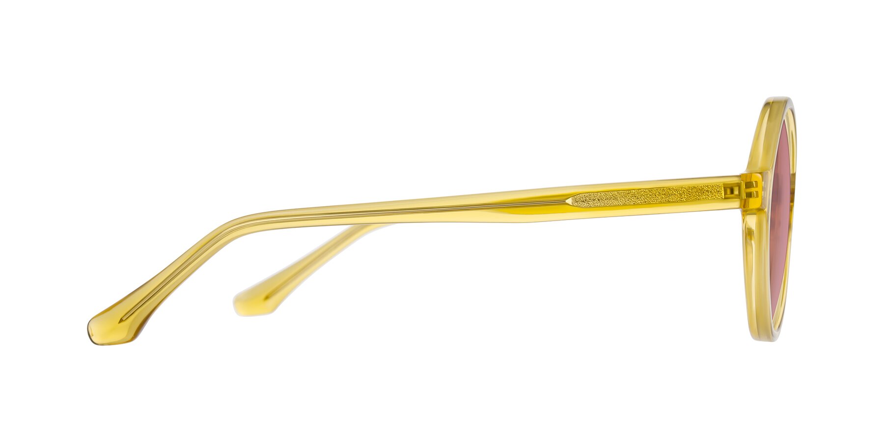 Side of Clady in Mustard Crystal with Medium Garnet Tinted Lenses