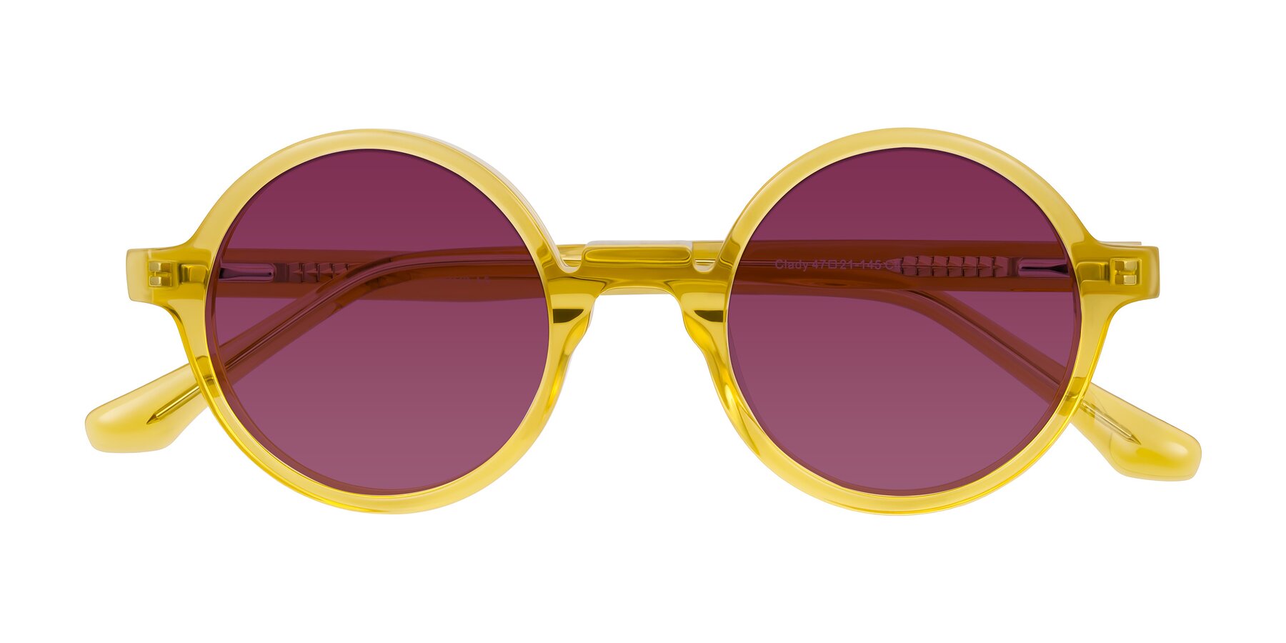Folded Front of Clady in Mustard Crystal with Wine Tinted Lenses