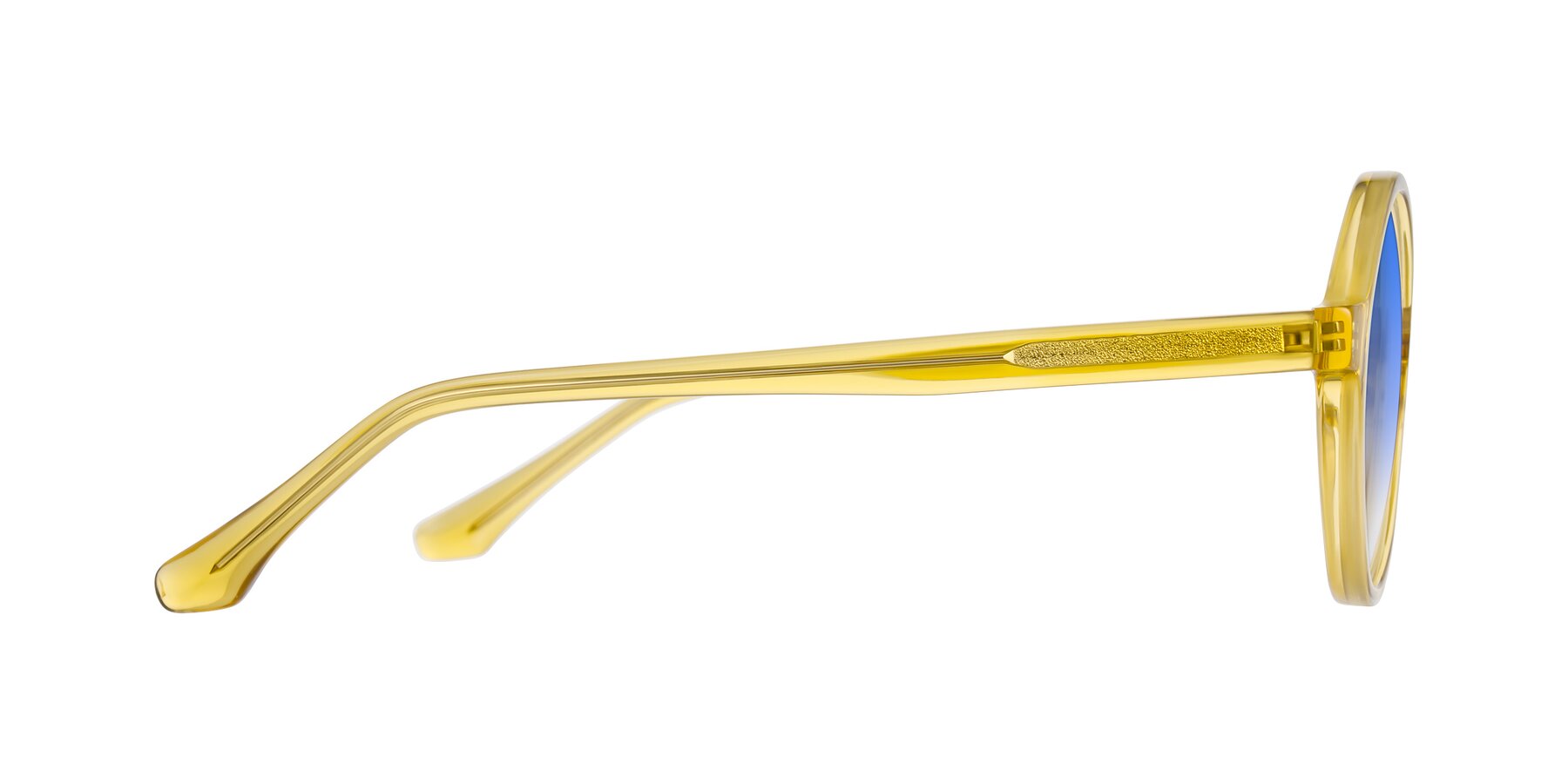 Side of Clady in Mustard Crystal with Blue Gradient Lenses