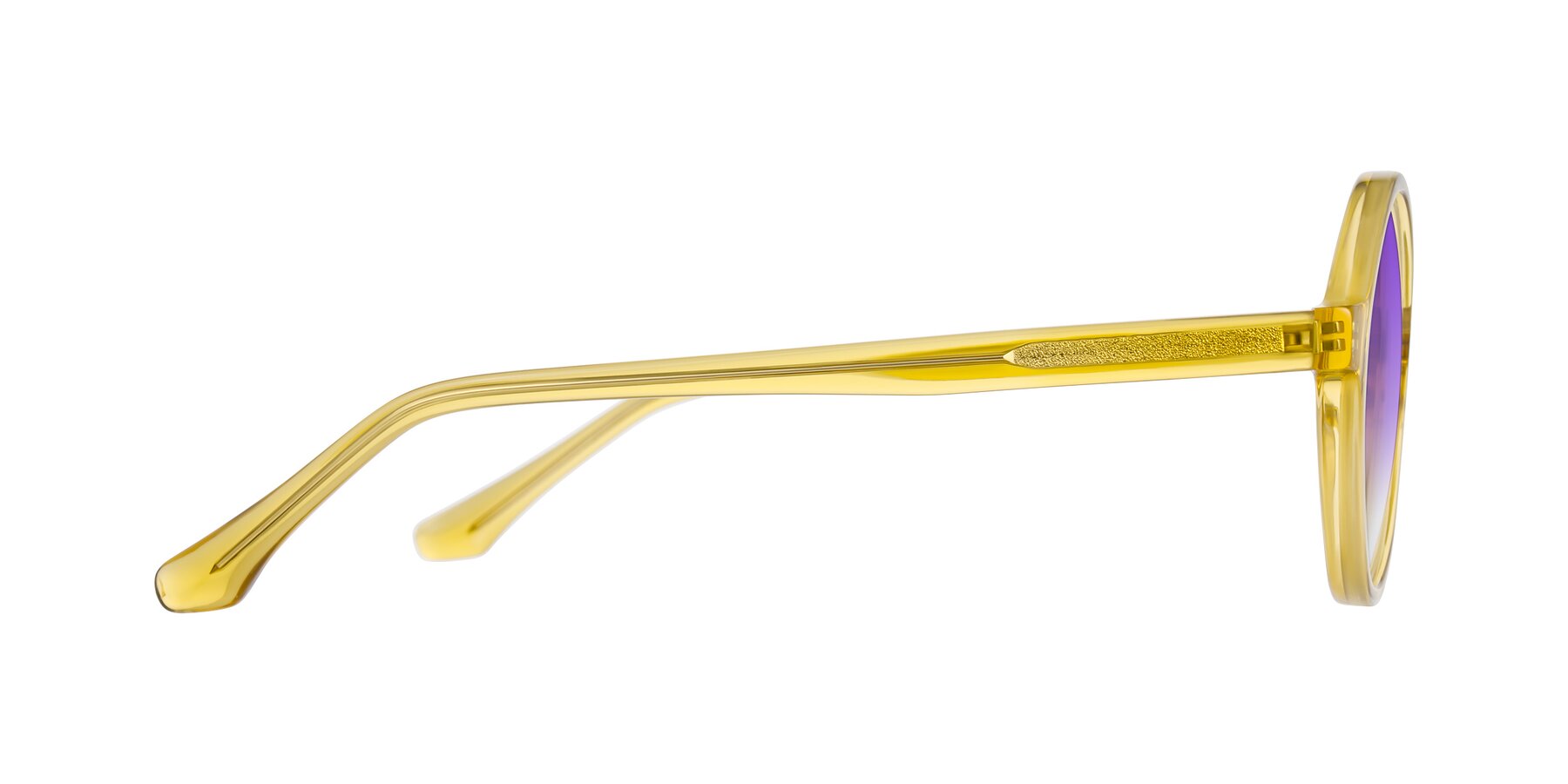 Side of Clady in Mustard Crystal with Purple Gradient Lenses