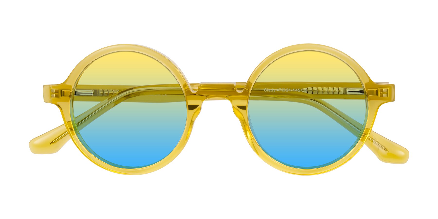 Folded Front of Clady in Mustard Crystal with Yellow / Blue Gradient Lenses
