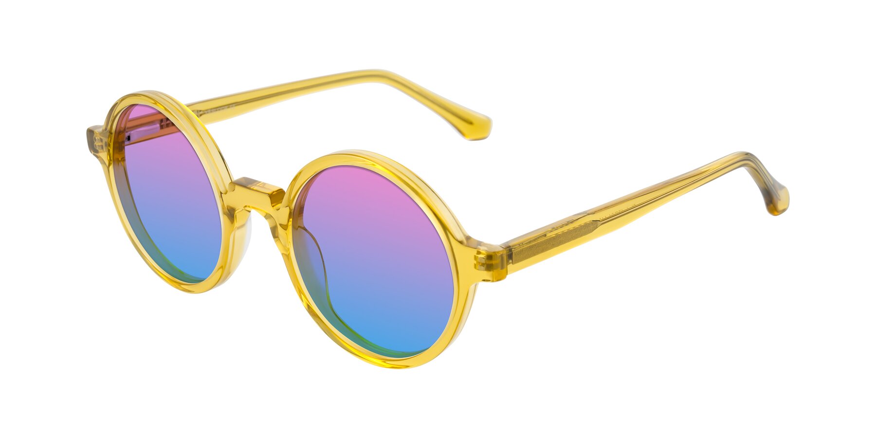 Angle of Clady in Mustard Crystal with Pink / Blue Gradient Lenses
