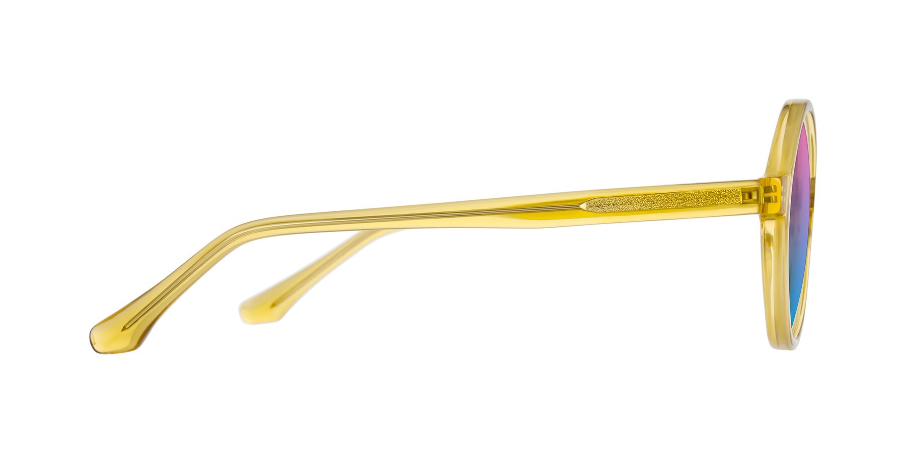 Side of Clady in Mustard Crystal with Pink / Blue Gradient Lenses