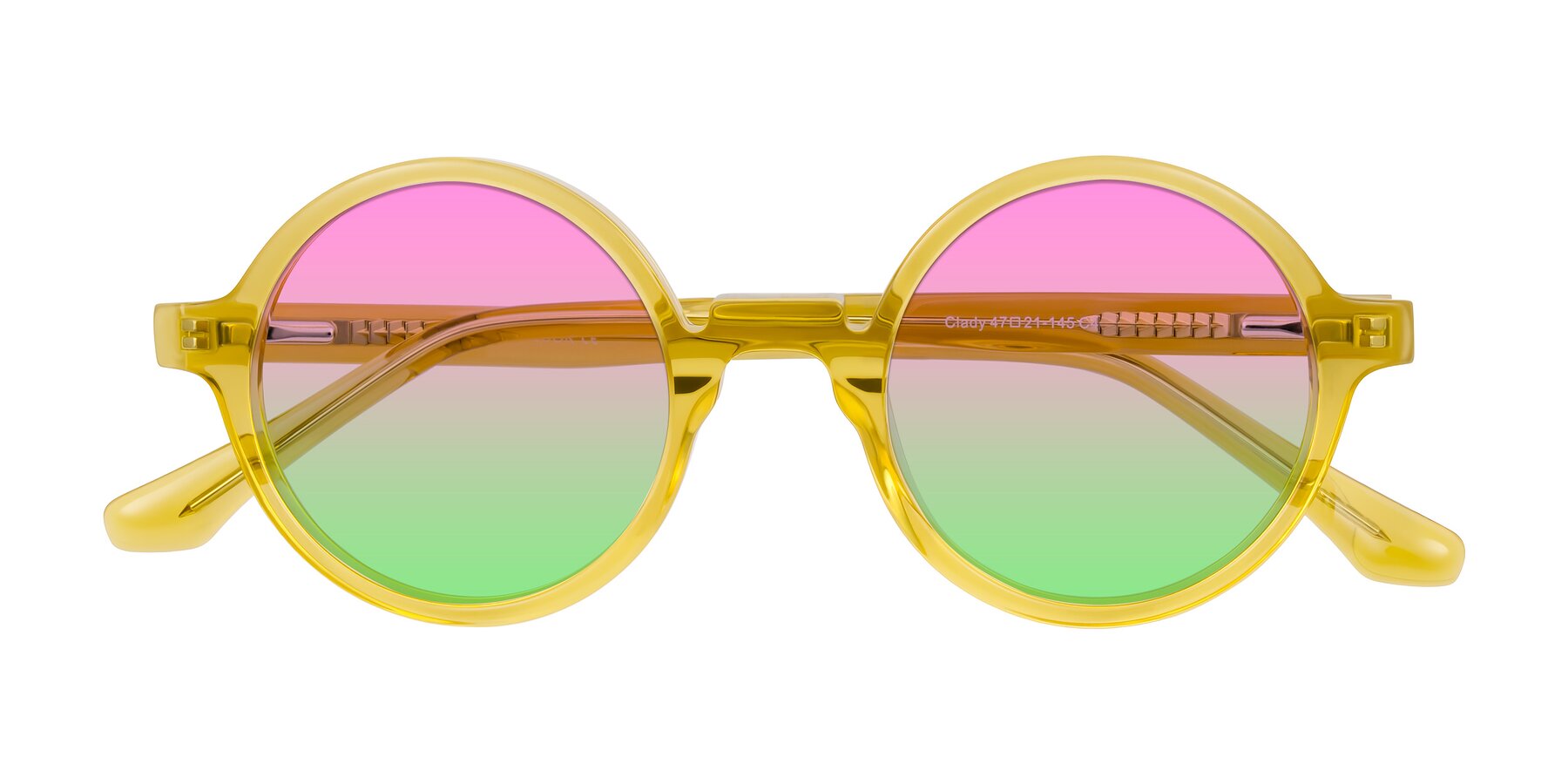 Folded Front of Clady in Mustard Crystal with Pink / Green Gradient Lenses