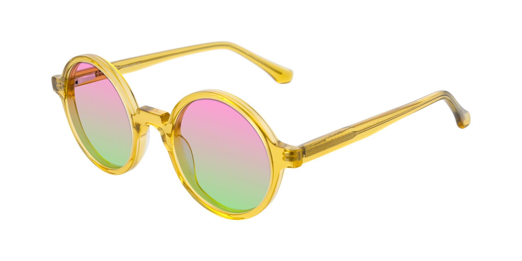 Angle of Clady in Mustard Crystal with Pink / Green Gradient Lenses